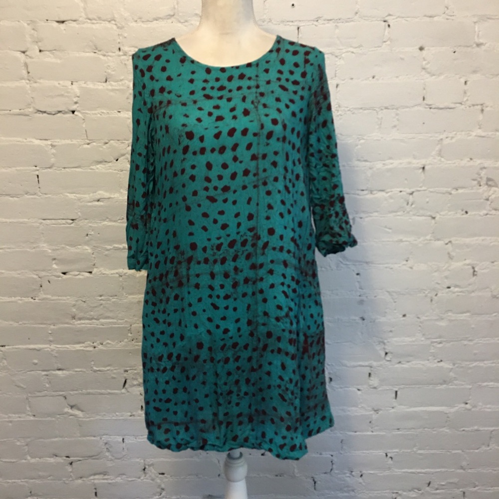 Osei Duro splatter print krobo dress above knee green dyed small